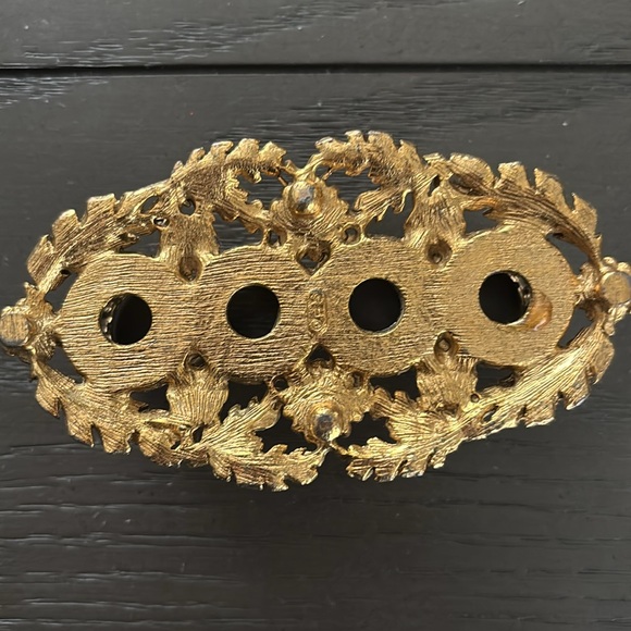 Vintage Gold Filigree 4 Lipstick Tube Holder, Matson Style Ormulo Floral/Leaf - Picture 4 of 5